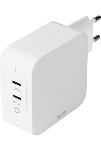 DELTACO Ασύρματος Φορτιστής GaN με 2 Θύρες Εξόδου USB-C, Παροχή Ισχύος 100W, ...