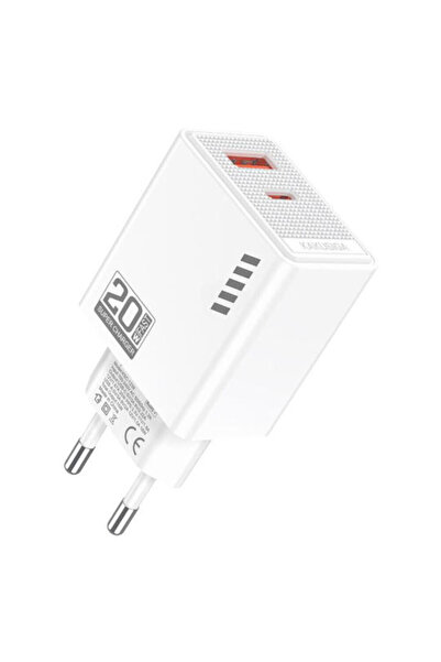 KAKUSİGA Φορτιστής Χωρίς Καλώδιο με Θύρα USB-A και Θύρα USB-C 20W Λευκός (KSC...