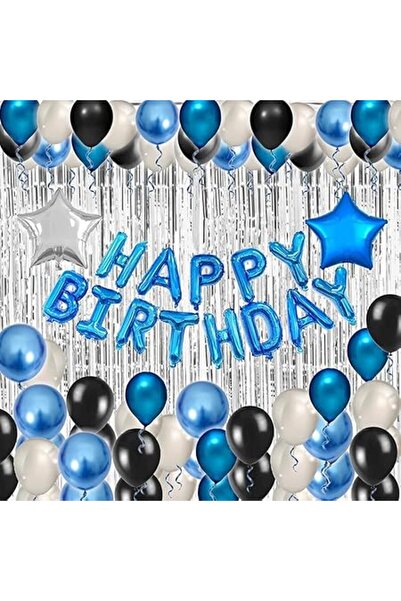 Arabest 49-Piece Blue Black Birthday Decorations Kit, Happy Birthday Banner &...