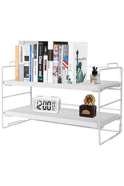 shelf Desktop Organizer Small Wood Countertop Bookshelf Adjustable Desktop Or...