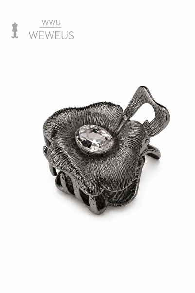 Weweus Flower Stone Dark Gray Shiny Metal Mini Premium Latch Buckle