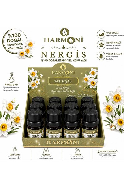 HARMONİ NERGİS Çiçeği Esansiyel Uçucu Koku 10ML 12'li Stant Difüzör Esansı Bu...