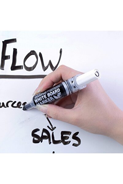 Pentel Maxiflo Brass Chisel Dry Erase Marker Pen Black (Pack of 12) by