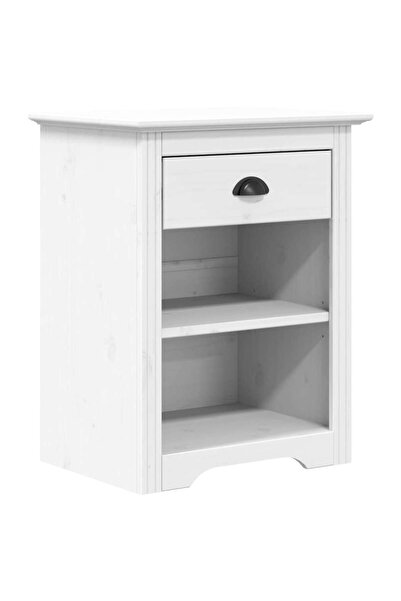 vidaxl Noptieră "BODO", alb, 53x38,5x67 cm, lemn masiv de pin