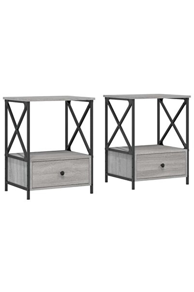 vidaxl Noptiere, 2 buc., gri sonoma, 50x41x65 cm, lemn compozit
