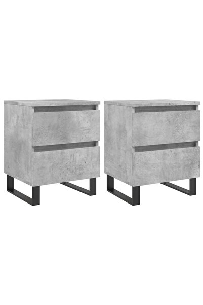 vidaxl Noptiere, 2 buc., gri beton, 40x35x50 cm, lemn compozit