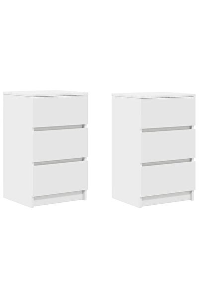 vidaxl Noptiere cu 3 sertare 2 buc Alb 39x35x65 cm
