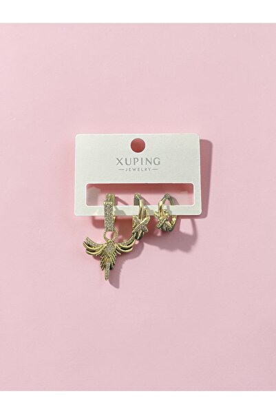 Nur atelier Xuping Gold Taşlı Kanat Figürlü 3’lü Küpe Set
