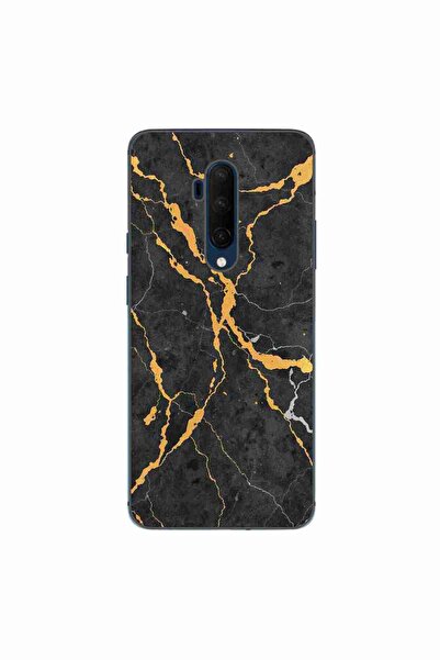 OEM Husa compatibila cu OnePlus 7T Pro Silicon Gel Tpu Model Noir Gold Marble