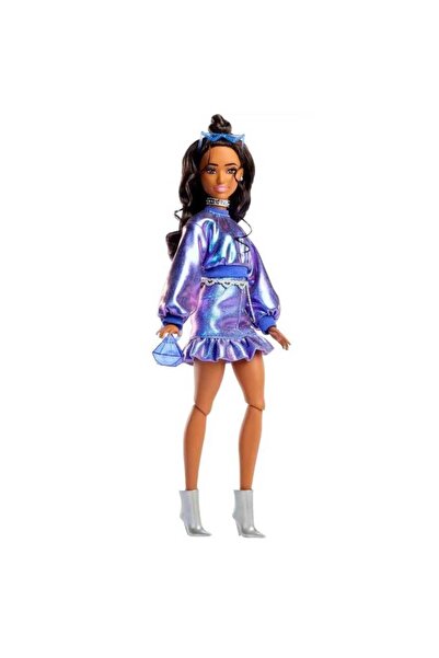Barbie Deluxe Style Stil İkonu Bebek Metalik Mavi Üst ve Etekli JFP42