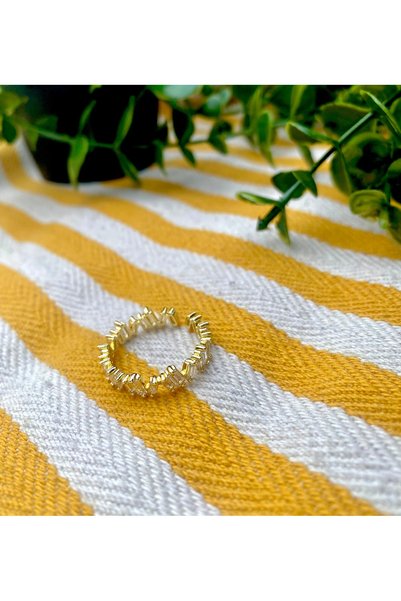 milayk Zigzag Glitter Gold Adjustable Ring