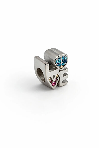 MakeWell Steel Love Written Colorful Stone Charm Clip – Stylish Dangle Charm ...