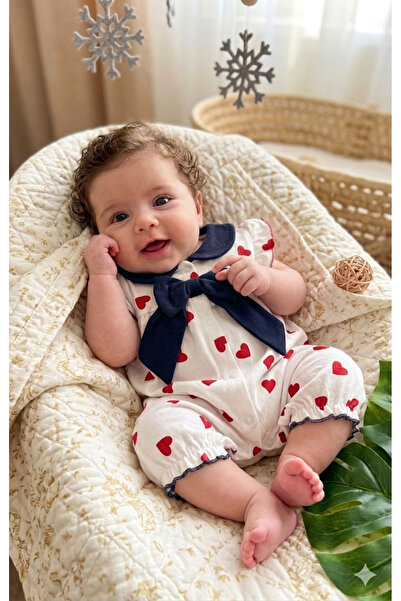 CemBebe Baby girl comfortable thin fabric heart pattern stylish romper