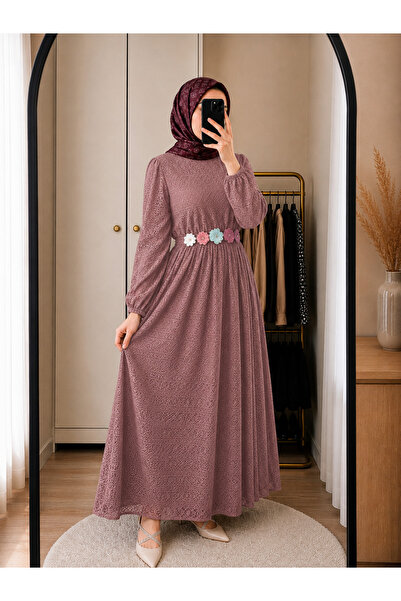 Modamihram Amore Rose Dry Lace Dress Mi̇h3402