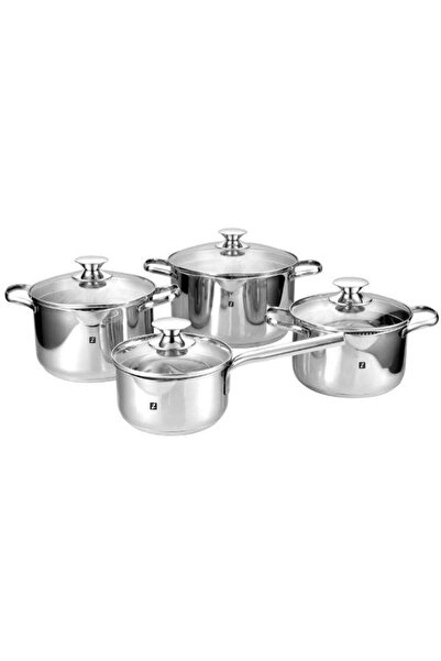 Zokura Z1055 8-Piece Stainless Steel Cookware Set with Glass Lids