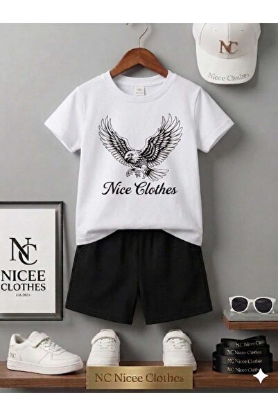 NC Nicee Clothes LETNJA DEČJA MAJICA I KRATKE PANTALONE UNISEKS (S IZRAZOM ORLA)