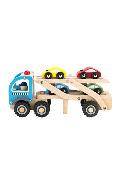 Ecotoys Camion de jucărie din lemn, camion de tractare, 4 arcuri, automat