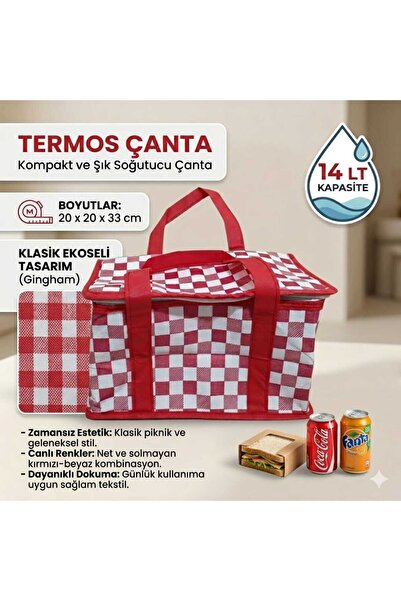 LEVA HAUSE Thermo Bag 14 Lt Capacity 20X20X33 cm Red White