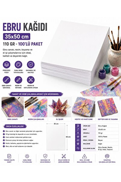 Luminoo Ebru Kağıdı 35x50 110 Gr 100’lü Paket Beyaz