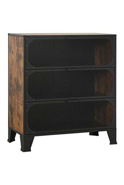 vidaxl Storage cabinet, rustic brown, 72x36x82cm, metal and MDF