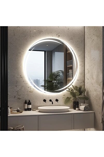OEM Oglindă de baie rotundă cu LED, 24W, 3 tipuri de lumină, D 80 cm, funcție...