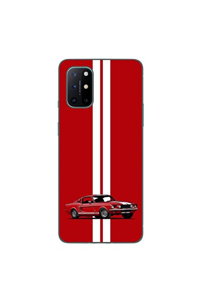 OEM Калъф, съвместим с OnePlus 8T, силиконов гел TPU, модел Червен Мустанг