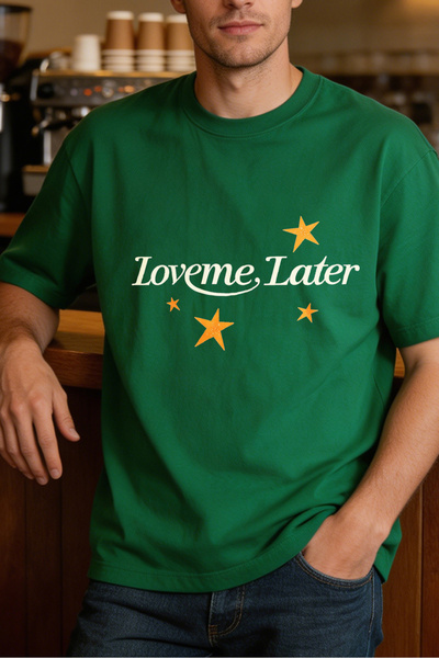 Fleck تيشيرتات رجالية بتصميم كاجوال مع طباعة نجمة وعبارة "Love Me Later" للار...
