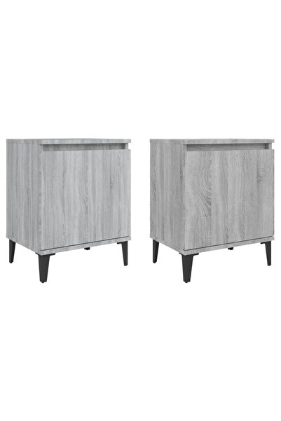 vidaxl Bedside tables with metal legs, sonoma gray, 40x30x50 cm