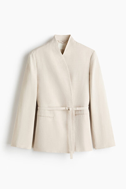 H&M Keten Karışımlı ve Kemerli Blazer