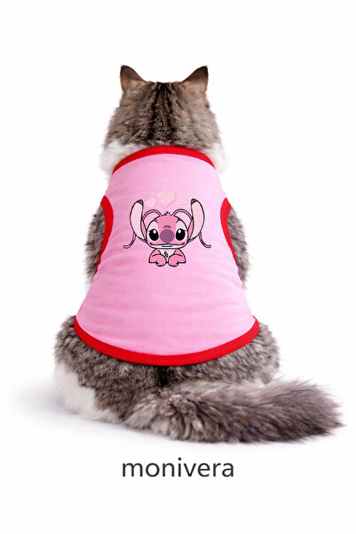 Modetra New Season Angel Stitch Printed Pink Color Ribbed Cat Outfit - Unders...