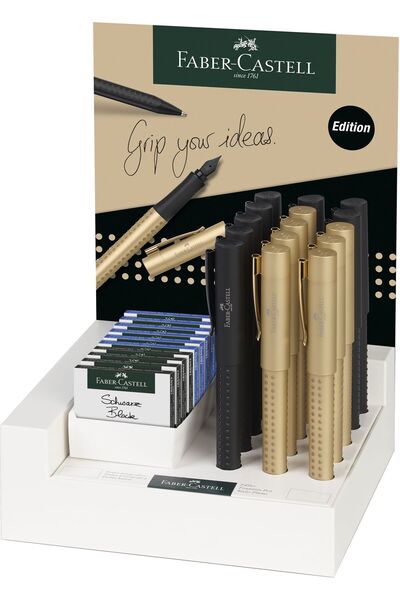 Faber Castell DISPLAY 15 PCS GRIP 2011 BLACK & GOLD PEN FABER-CASTELL