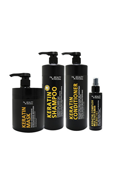 NX Beauty Professional Σετ περιποίησης μαλλιών κερατίνης με Σαμπουάν, Μάσκα κ...