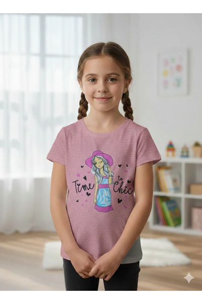 Serena Pink children's t-shirt for little girls with "Printed
