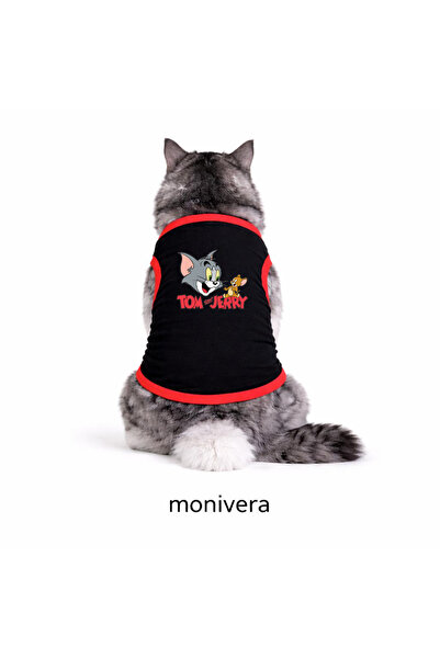Modetra New Season Tom and Jerry Printed Black Color Ribbed Cat Outfit - Unde...