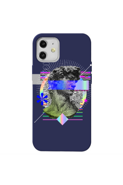 Other Apple iPhone 12 Statue pixels Dark blue Colored Silicone TPU Θήκη