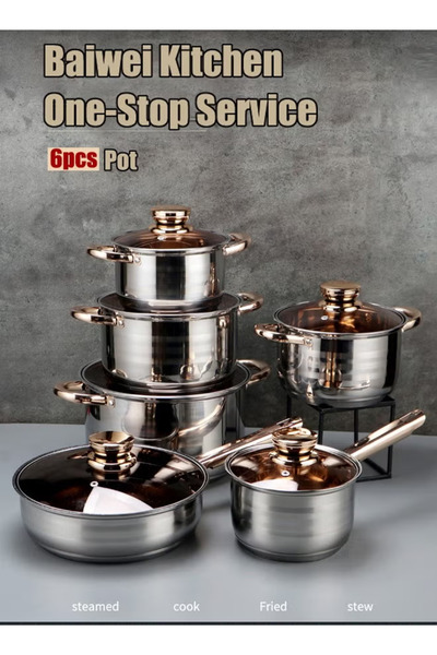 TAPIT 6-Piece Premium Stainless Steel Cookware Set for Home Use, Cookware Set...