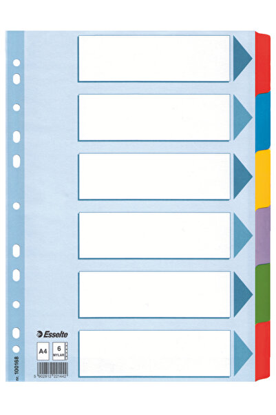 Esselte Separatoare index din carton, 6 coli, MYLAR