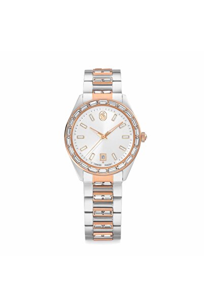 Swarovski Matrix date Saat, İsviçre Üretimi, Metal bileklik, Rose Altın tonu,...
