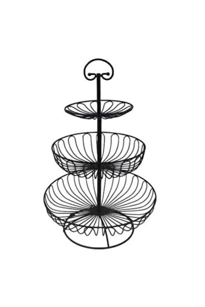 OEM Fructieră metalică etajată, neagră, 40x30cm