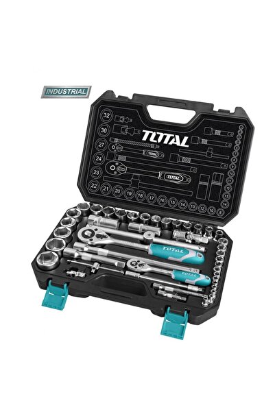 TOTAL Trusa de chei tubulare 1/2+1/4 cu antrenor 44 piese (INDUSTRIAL)