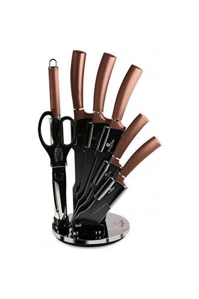 Berlinger Haus Knife Top Bottom Set with stand BH 2561, 8 pieces, rose gold c...