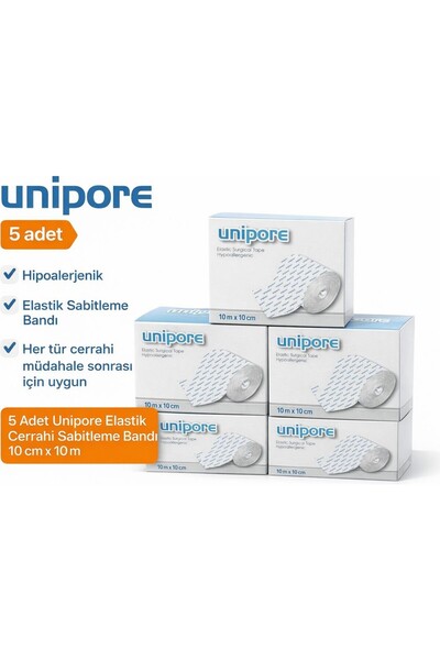 Osseus Unipore Elastik Cerrahi Sabitleme Bandı 10 cm x 10 M – 5’li Paket | Hi...