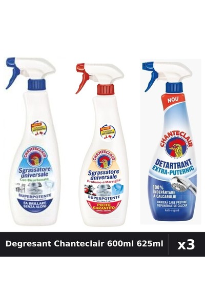 Chanteclair Set 3 Degresant Universal 600ml + Detartrant 625ml - Bicarbonat, ...