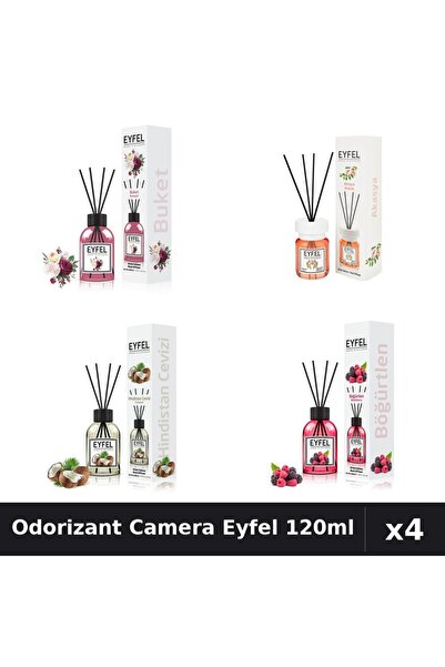 Eyfel Set 4 Odorizant Camera cu Betisoare 120ml - Bouquet, Acacia, Nuca Cocos...