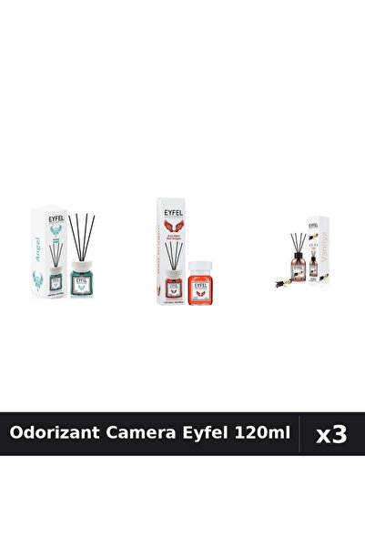 Eyfel Set 3 Odorizante Camera cu Betisoare 120ml - Angel, Red Dragon, Vanilie