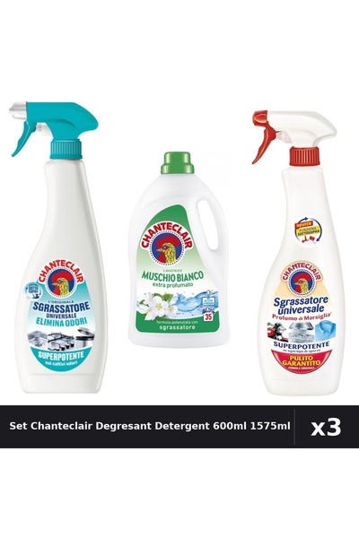 Chanteclair Set 3 Degresant și Detergent 600ml-1575ml - Anti-Miros, Marsilia,...
