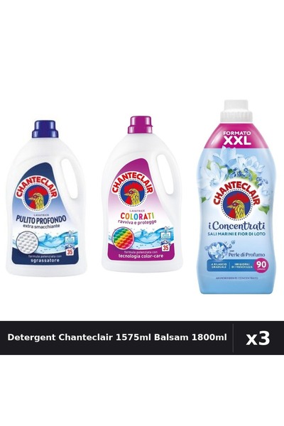 Chanteclair Set 3 Detergent Lichid Rufe 1575ml - Color, Curatare Profunda, Ba...