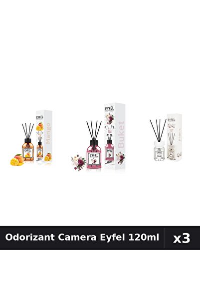 Eyfel Set 3 Odorizante Camera cu Betisoare - Mango, Bouquet, Bumbac 120ml
