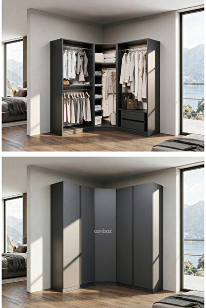 CANBAZ FURNİTURE Mira modüllü köşe 5 MDF kapaklı %100 MDF (KURULUM DAHİL)