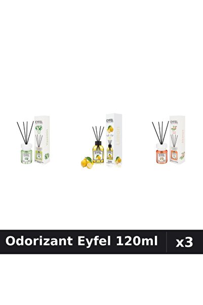 Eyfel Set 3 Odorizante Camera cu Betisoare 120ml - Iasomie, Lamaie, Acacia